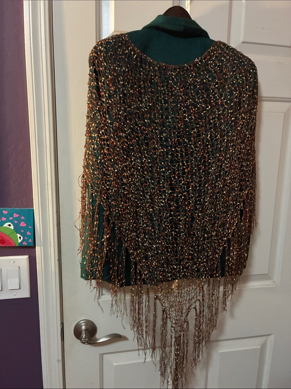 Handcrafted Metallic Copper Fringe Knit Scarf Wrap